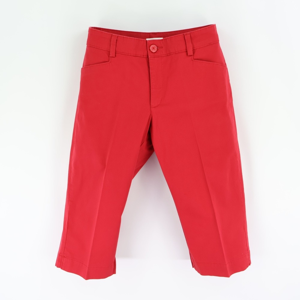 Lee Capri Pants Womens Sz 8P Red Cotton Just Below The Waist Pockets Flat Front